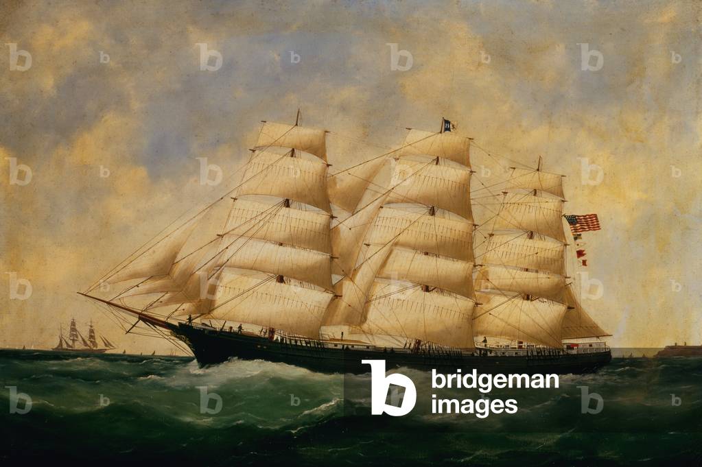 Bild von Gemälde "Das US-Segelschiff" 1801 von Edouard Marie Adam