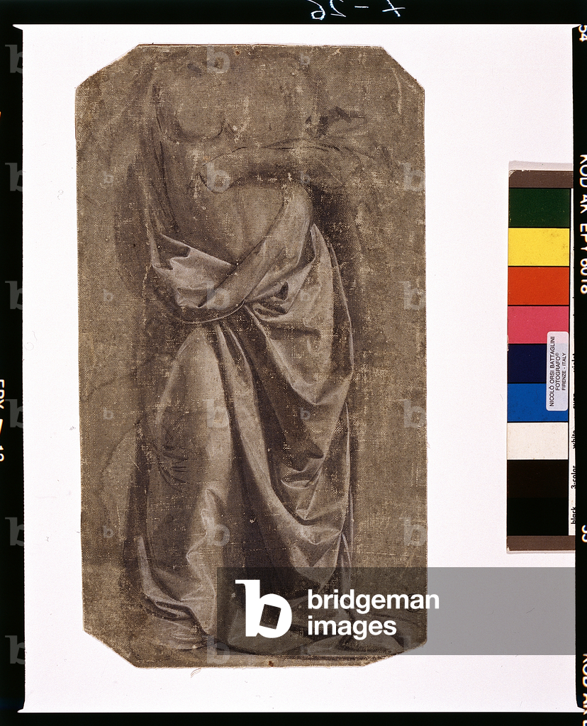 Image of Drawing depicting Cloaked figure (drawing) by Leonardo da Vinci