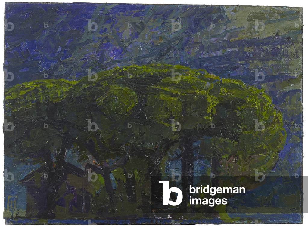 Bild von Gemälde "Bewaldetes Klumpen mit Haus" 2017 von Francis Hamel