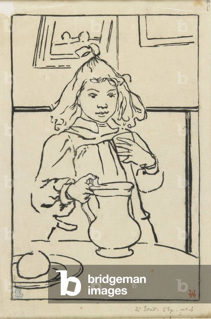 Jeune fille avec un Pitcher, 1890 par Auguste Lepere