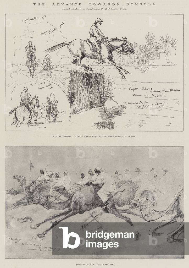 "L'Avanzamento verso Dongola (incisione)" 1896 di Henry Charles Seppings Wright, b/w