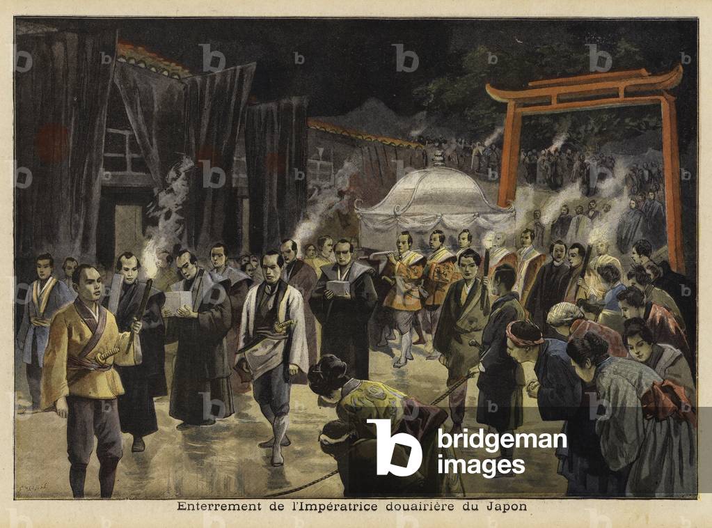 "Beerdigung der Dowager Kaiserin von Japan" 1801 von French School, b/w