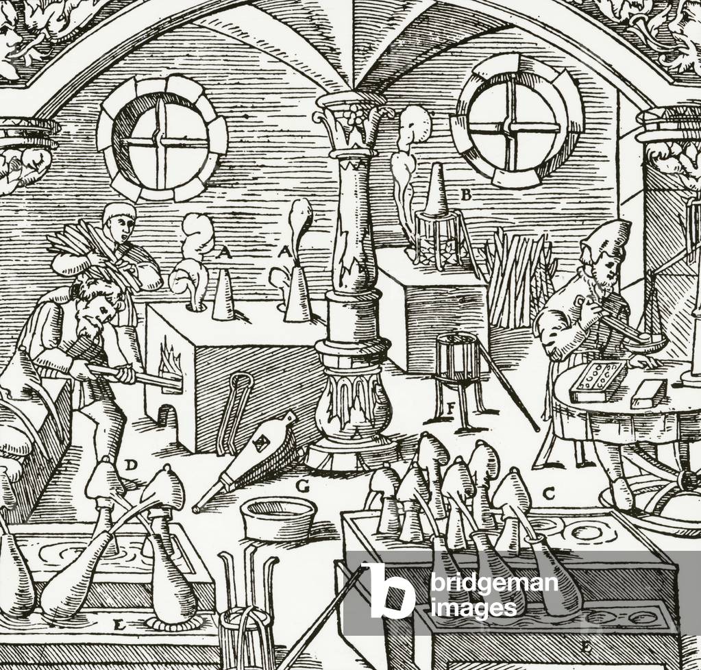 "Chemielabor. 19. Jahrhundert (Gravur)" 1801, b/w