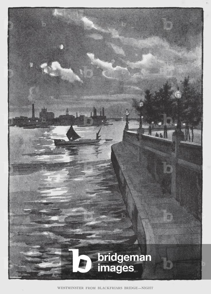 Bild von Druck "Westminster von Blackfriars Bridge" von William Luker