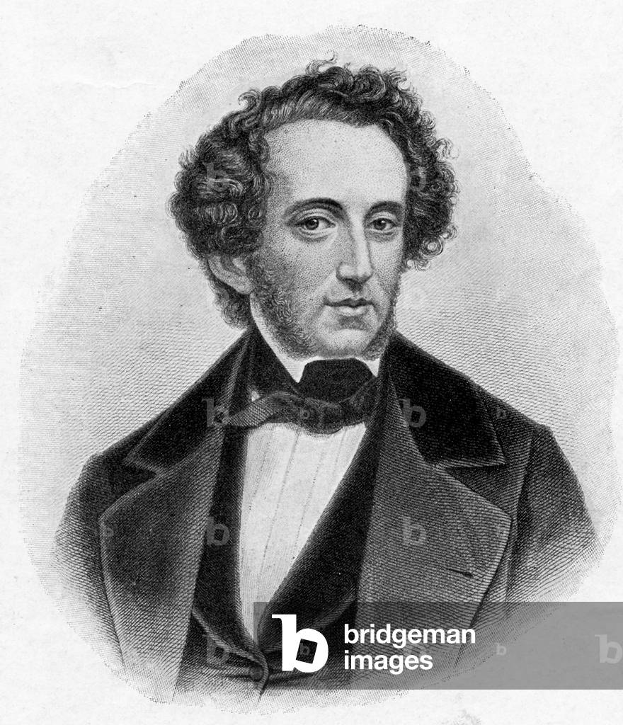 Image of Engraving depicting Felix Mendelssohn portrait (engraving) 1801, b/w