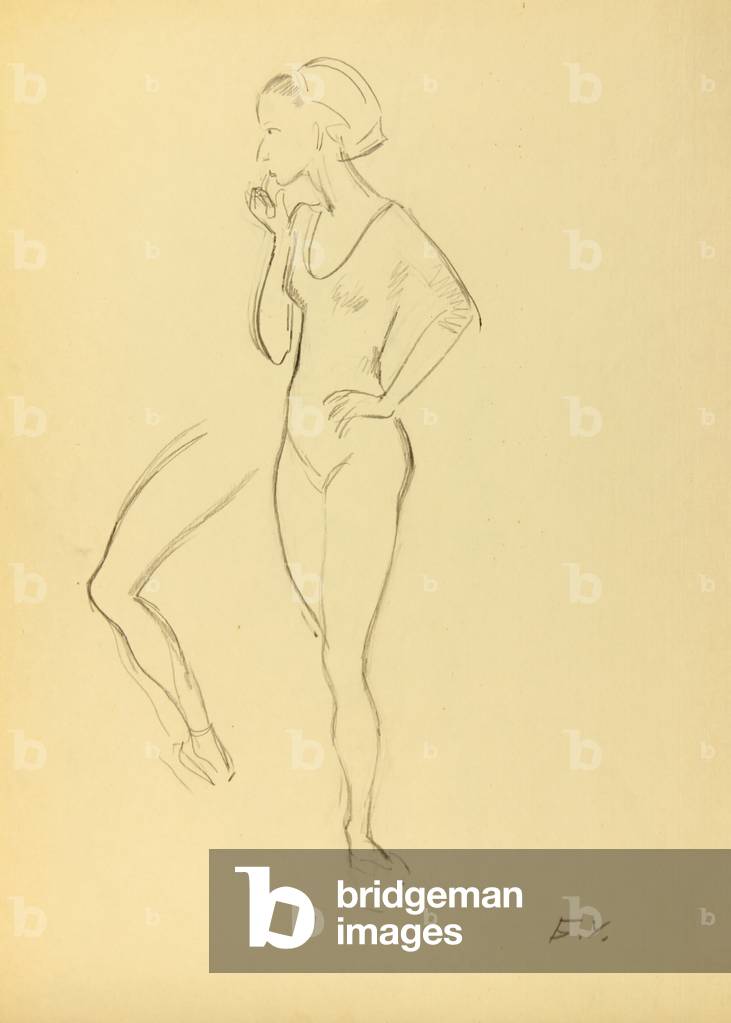 Bild von Zeichnung "Ballerina" 1973 von Boris Uspensky, b/w