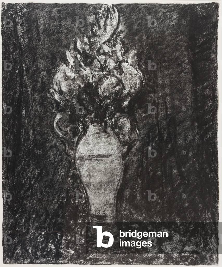 Vase des fleurs n° 1, avant 1985 (charbon de bois sur papier)