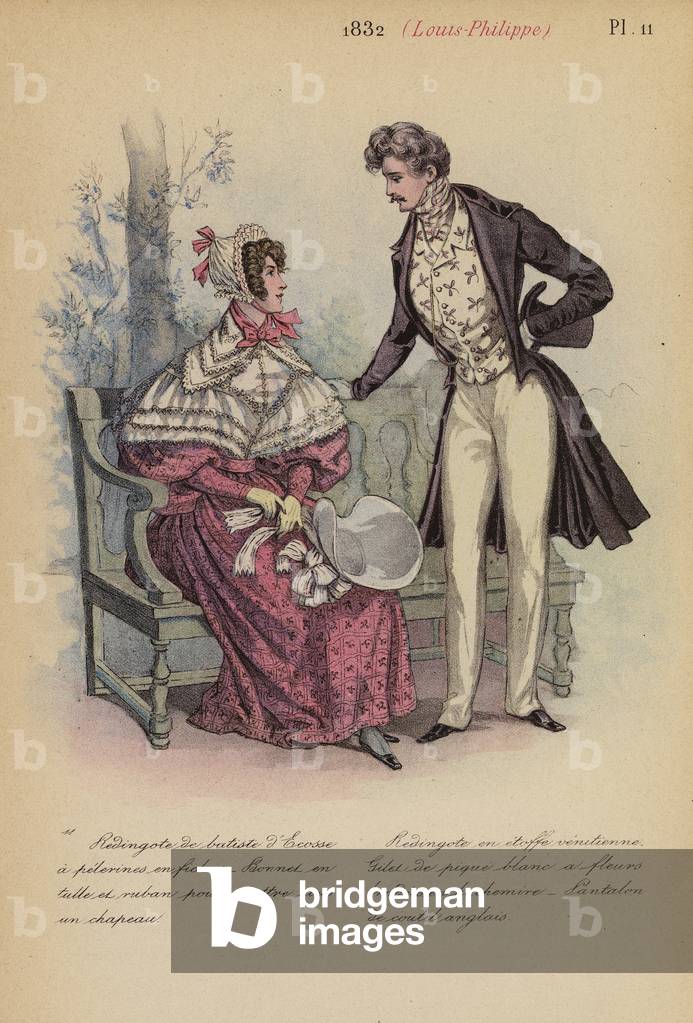Moda francese: 1832, Louis-Philippe (litografia a colori)