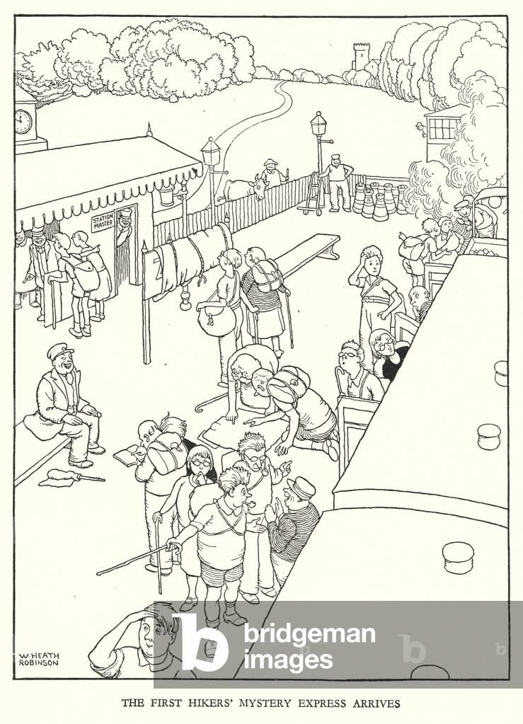 Image de Estampe représentant Illustration pour Railway Ribaldry par W Heath Robinson (litho) par William Heat