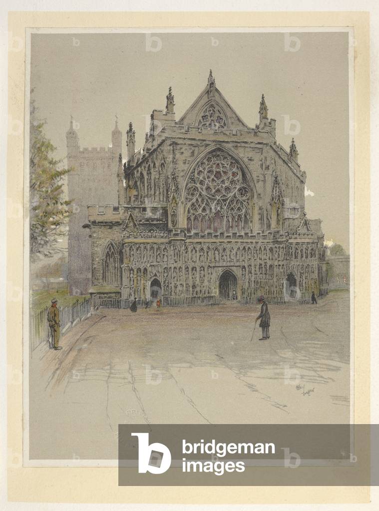 "Exeter Cathedral Cathedrals (und Abbey Churches) von England. Illustriert von C. Aldin. Cecil Aldin", b/w
