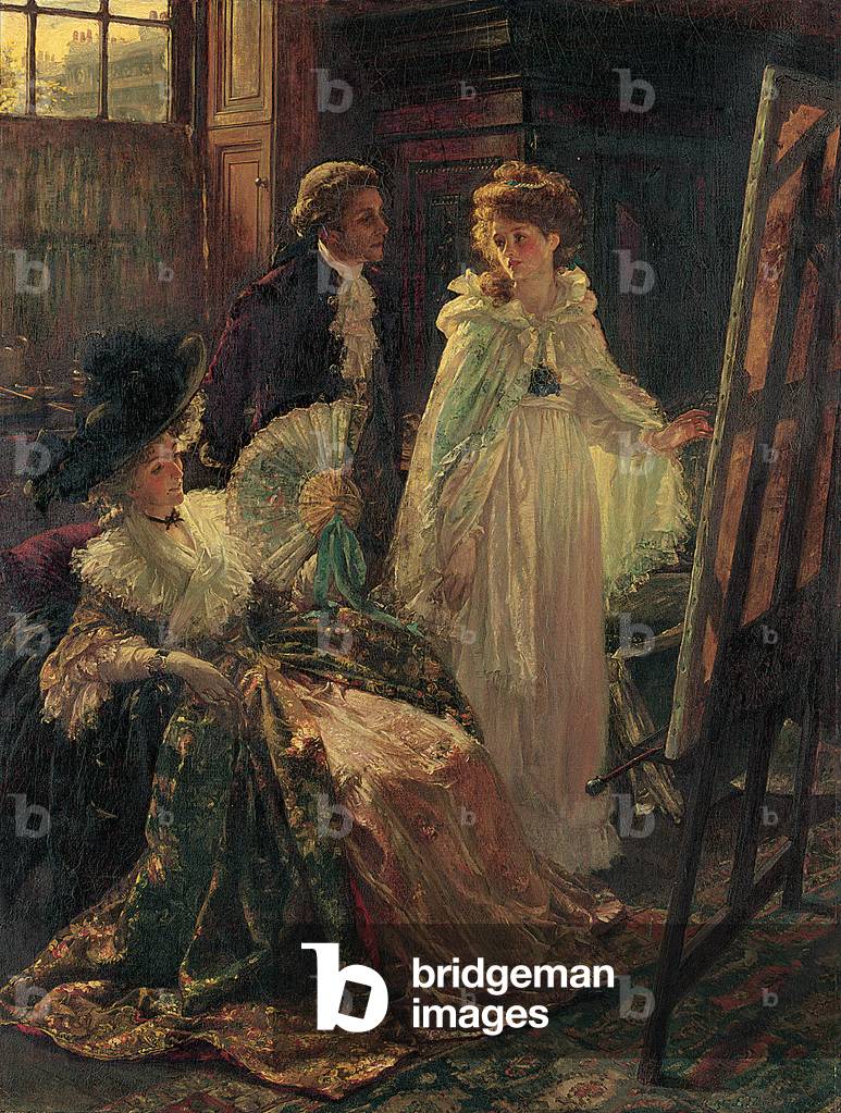 Miss Angel, Angelica Kauffman, Introduced by Lady Wentworth, visits Herr Reynolds' Studio, 1892 (öl auf leinwa