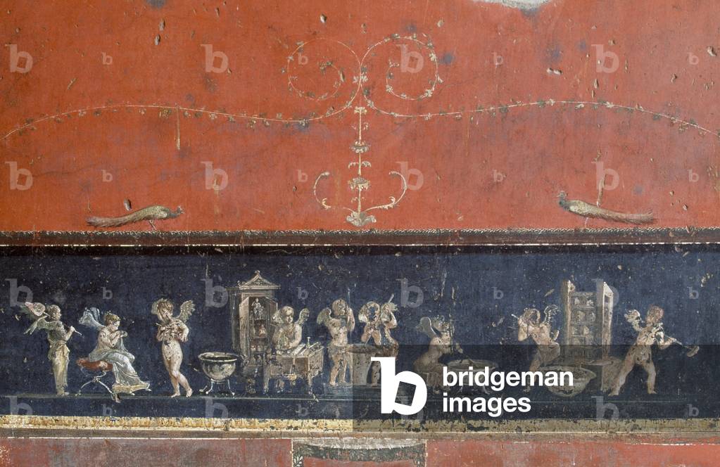 Image of Frieze depicting cupids, House of Vettii, Pompeii (Unesco World Heritage by Roman, (1st