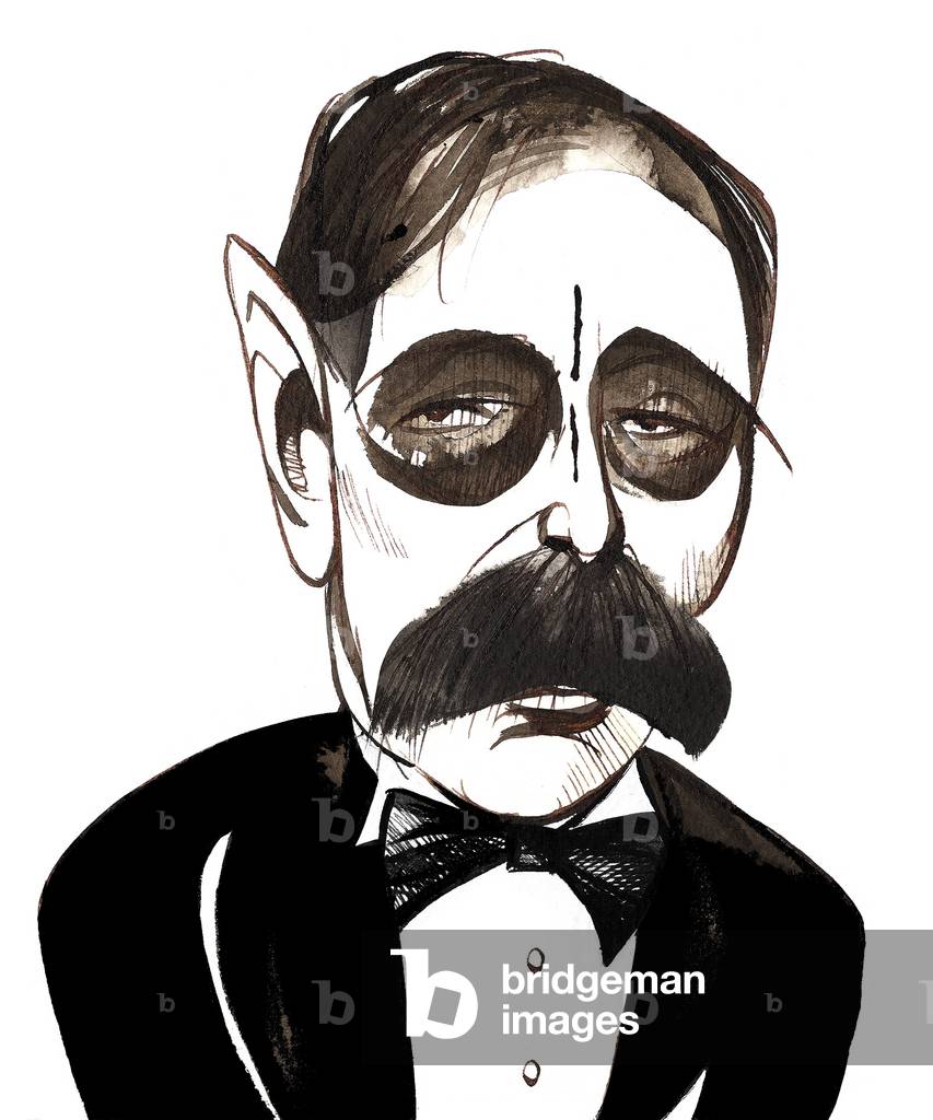Herbert George Wells - HG Wells (1866 - 1946) Scrittore inglese, caricatura