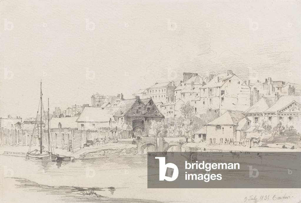 Exeter Custom House and Quay, 1831 (Bleistift auf Papier)