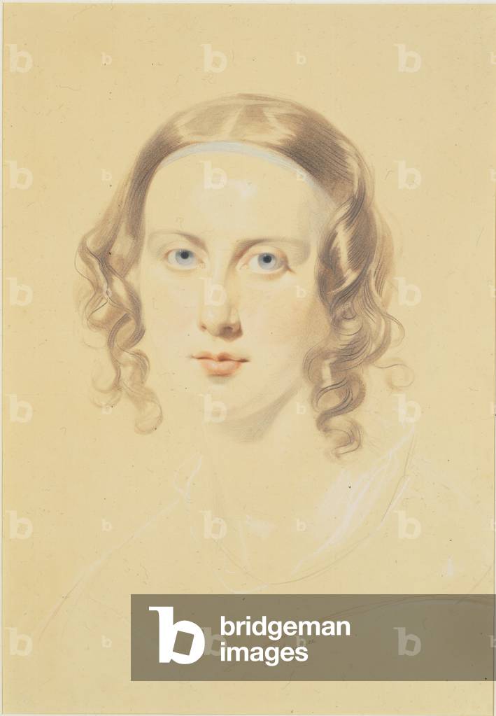 Early portrait of Catherine Dickens by Samuel Laurence, b/w