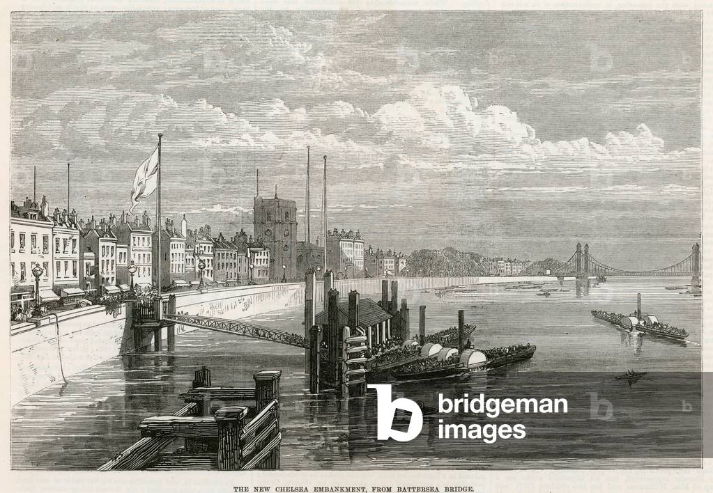 Tamigi Embankment a chelsea (incisione)