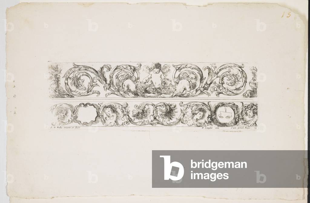 Image of Engraving depicting Plate 14, 17th century by Stefano della Bella, b/w