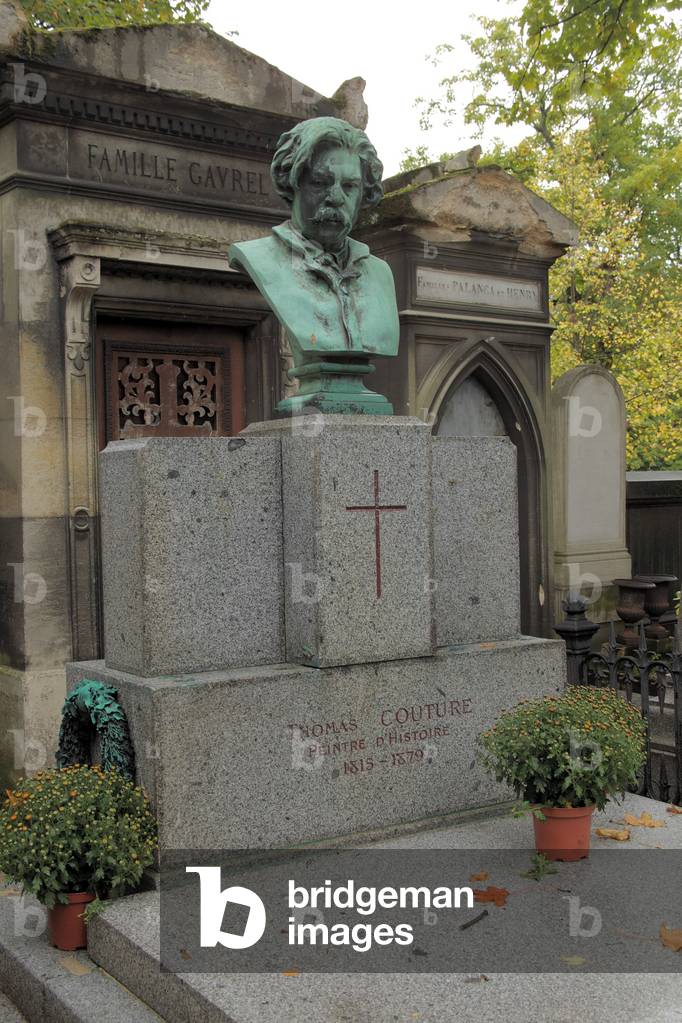 "Tomb of Thomas Couture in Pere Lachaise Friedhof in Paris"