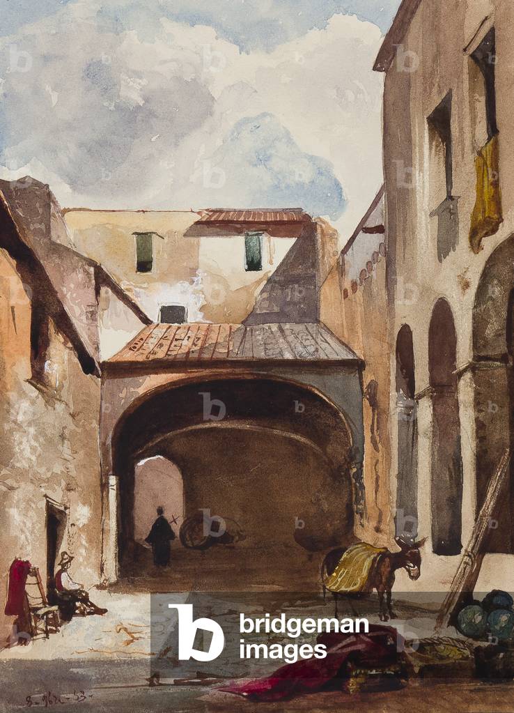 Image of Drawing depicting Passage and street with figures, 1853 by Giacinto Gigante