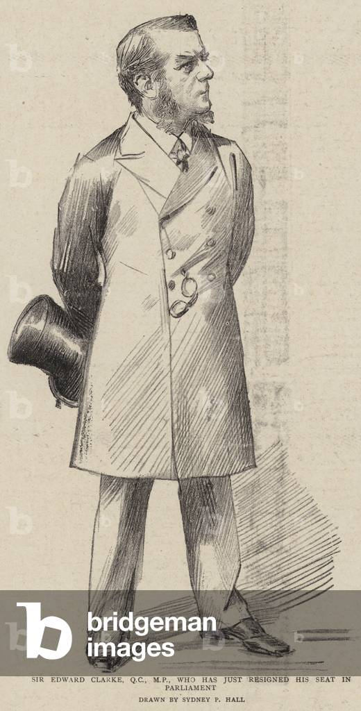 Bild von Druck "Sir Edward Clarke" von Sydney Prior Hall, b/w