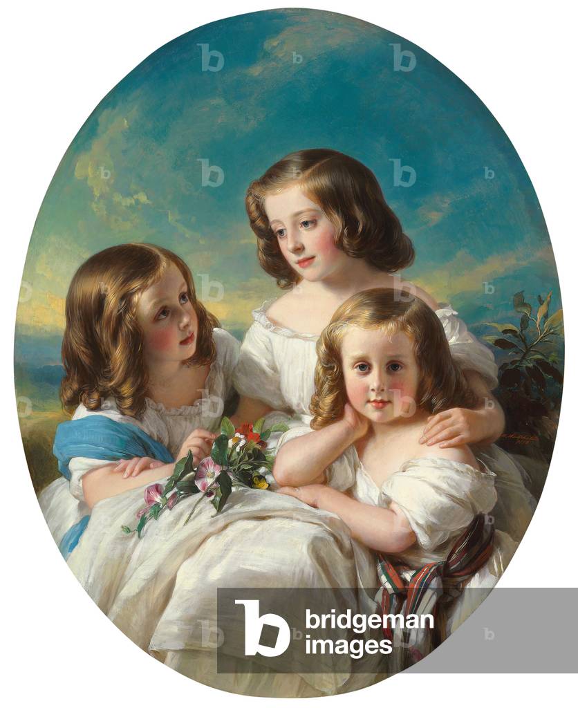 Bild von Gemälde "drei junge Mädchen aus der Chateaubourg Familie" 1850 von Hermann Winterhalter
