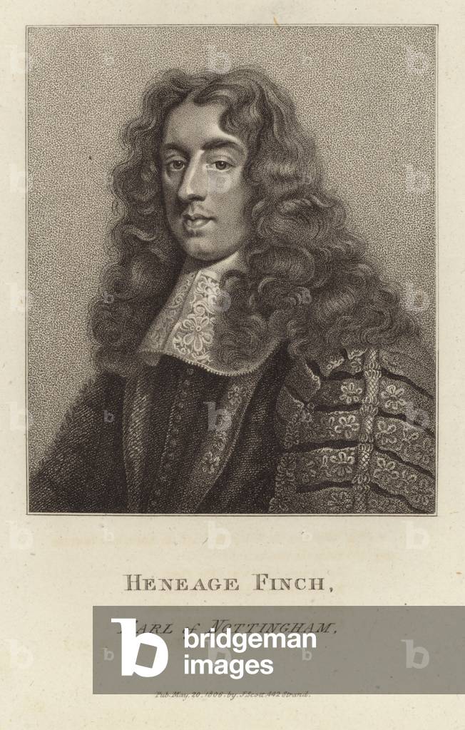 "Heneage Finch (incisione)" di English School, b/w