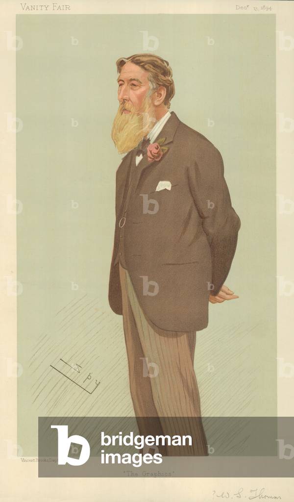 M. William Luson Thomas, The Graphics, 13 décembre 1894, Vanity Fair cartoon (coloris litho)