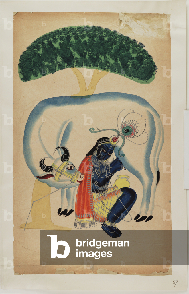 Krishna che munge, 1875 circa (acquerello)