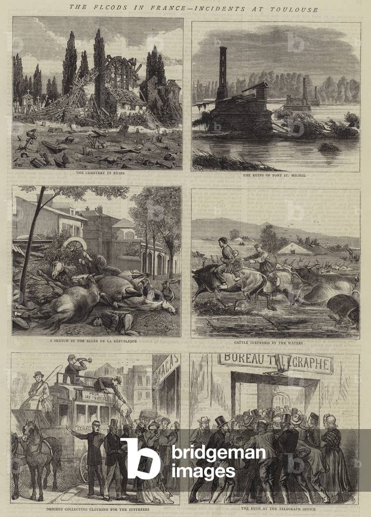 Les inondations en France par Henry William Brewer, b/w