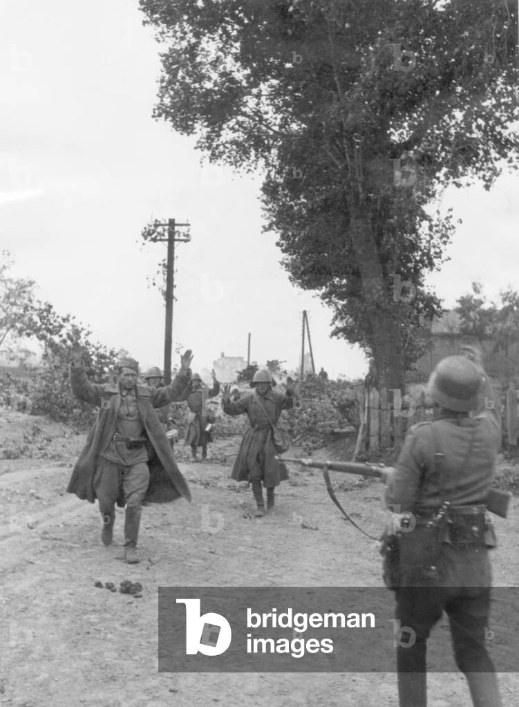 Russian soldiers surrender, 1941 (b/w photo) by