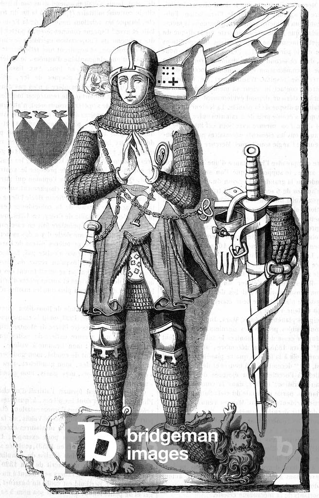 Il cavaliere Berthold de Waldner? -1343), incisione dell'immagine della sua tomba