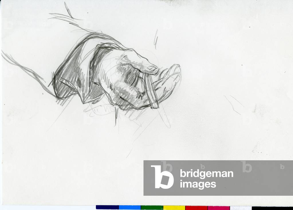 Image of Drawing depicting Hand Holding Closed Spectacles (Lord Cameron) 1967 by William George Gillies