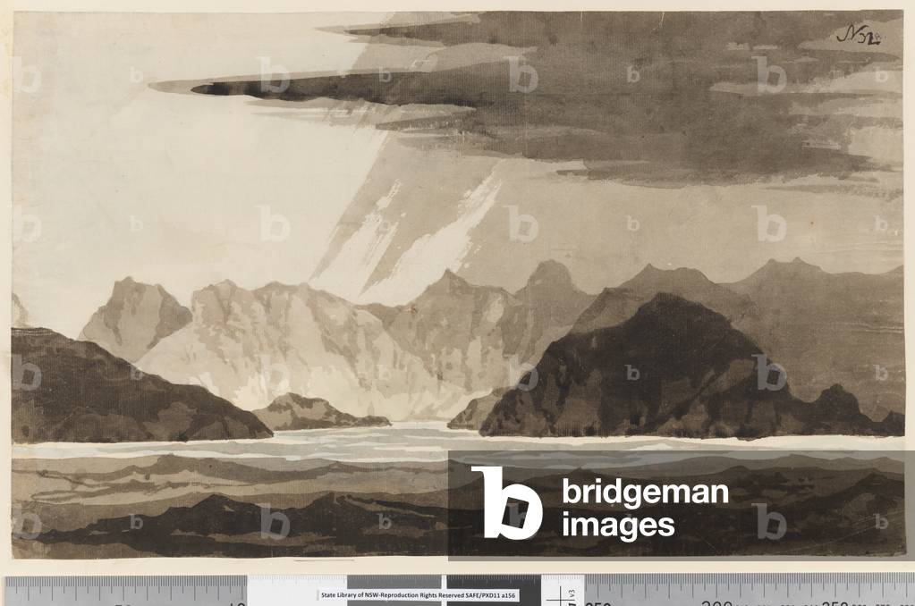 Pagina 32a Hodges, William, Vista, possibilmente di Dusky Bay, Nuova Zelanda, 1768-75 (disegni e incisioni)