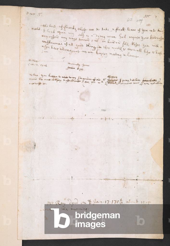Image of Drawing depicting John Ray’s last letter to Hans Sloane 1705 by English Artist
