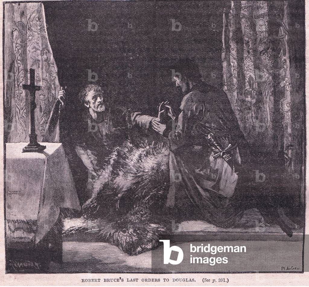 Robert Bruces letzte Befehle an Douglas (litho)
