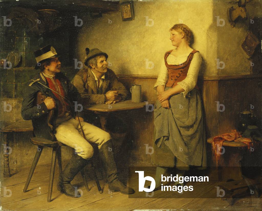 Bild von Gemälde "Ein Konservierung in der Taverne", 1891 von Hugo Kauffmann