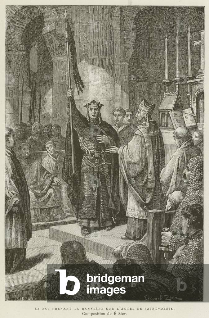 Le Roi Prenant La Banniere Sur l'Autel De Saint-Denis (incisione)