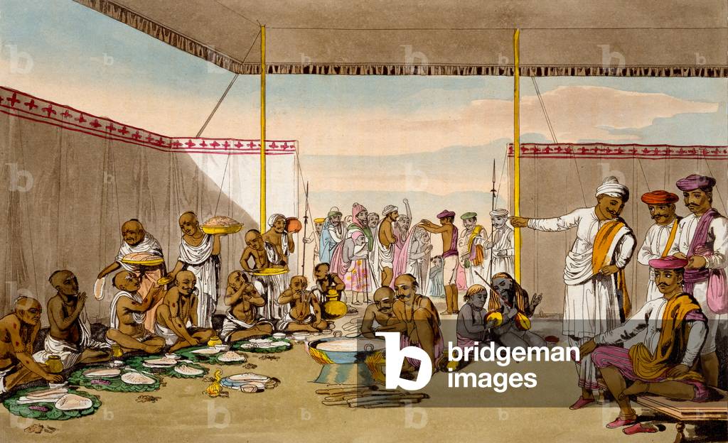 A Mahratta Surdar divertissant Brahmins, 1813 par Deen Alee