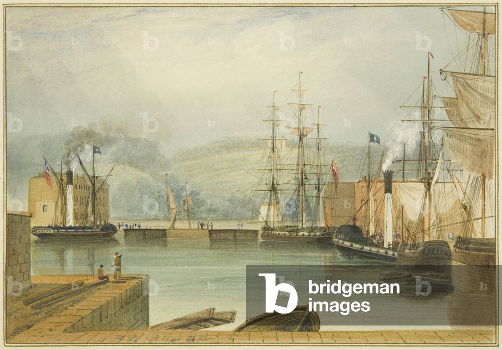Bild von Zeichnung "Cumberland Basin" 1826 von Thomas Leeson the Elder Rowbotham