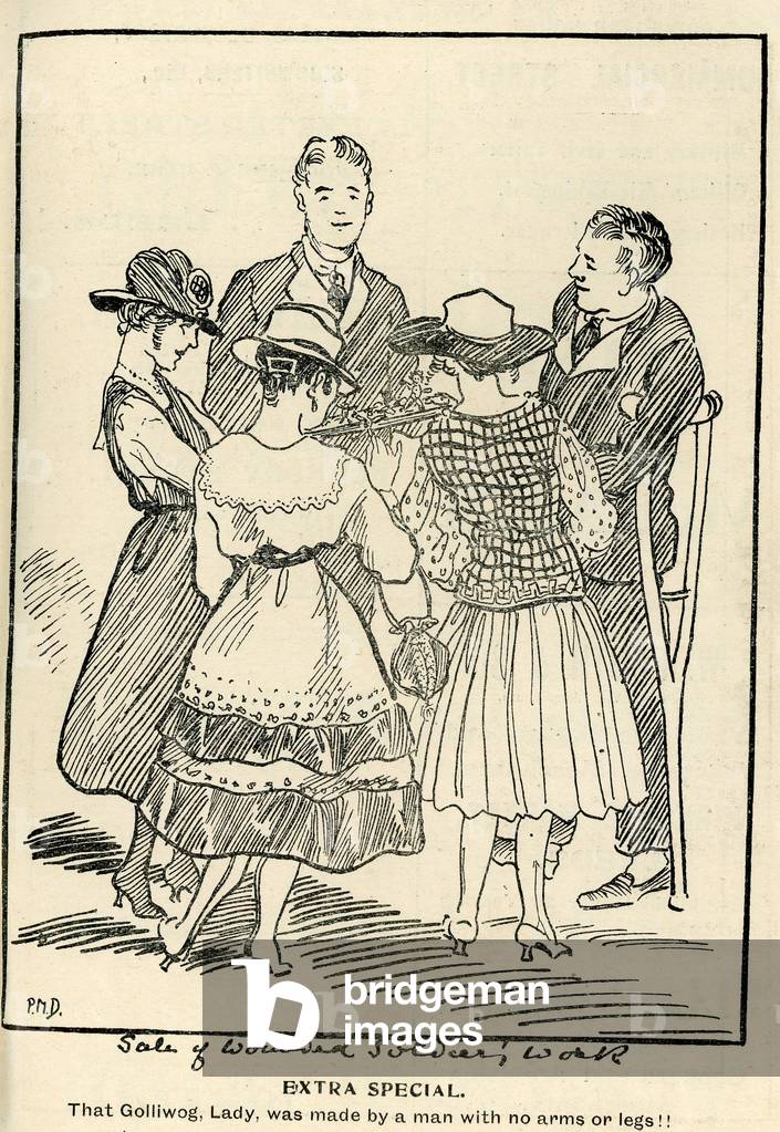 Bild von Druck "Ein Verkauf von verwundeten Soldaten Arbeit" 1918 von English School, b/w