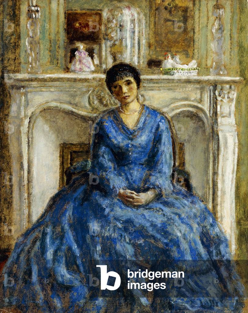 Bild von Gemälde "Das blaue Kleid" von Frederick Carl Frieseke