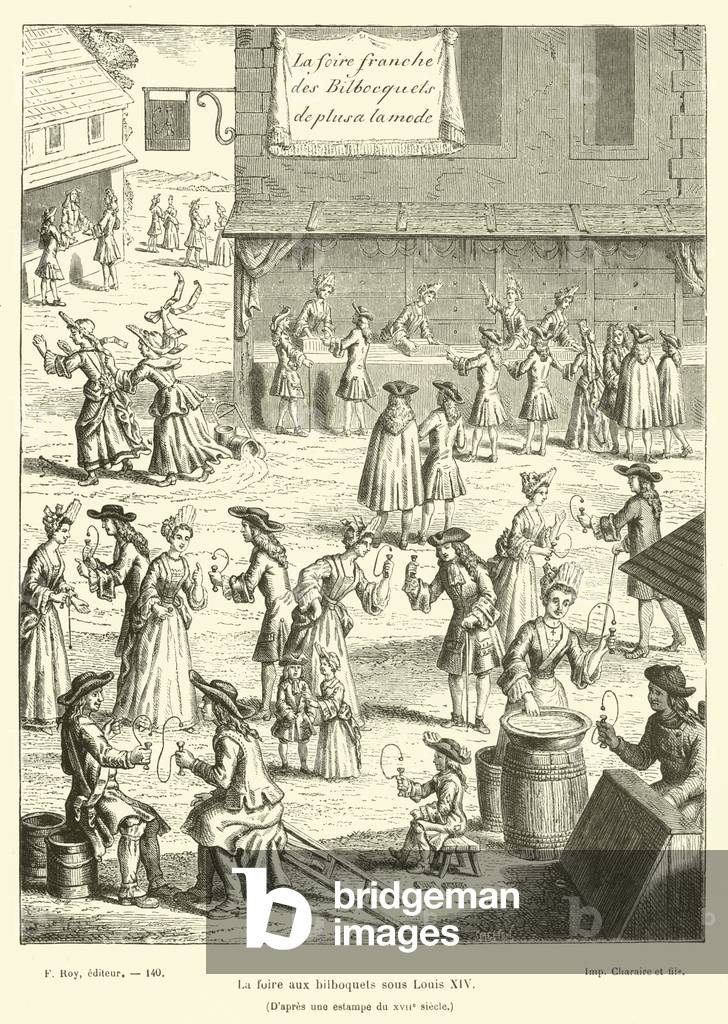 La foire aux bilboquets sous Louis XIV (engraving) by French Artist, b/w