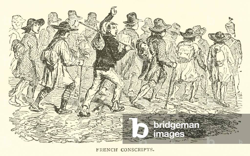 French Conscripts (engraving) by French Artist, b/w