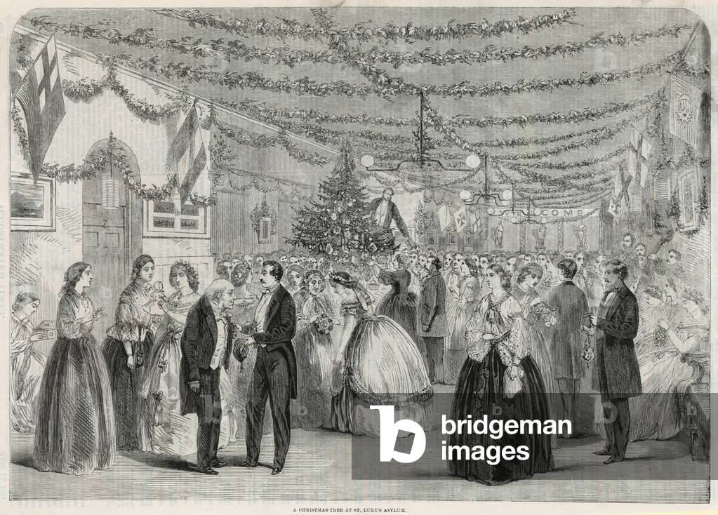 A Christmas tree at St Luke's Asylum (engraving) by English Artist