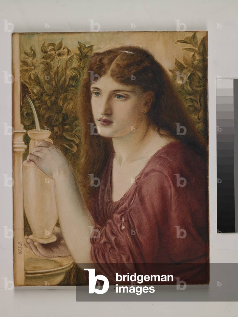 ragazza ad una fontana, 1865 (w/c con bianca esaltazione su carta)