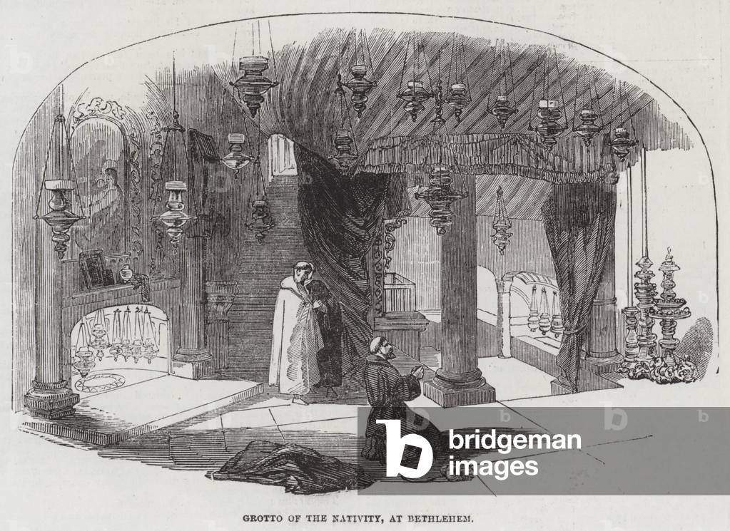 "Krippengrotte in Bethlehem (Gravur)" 1853 von English School