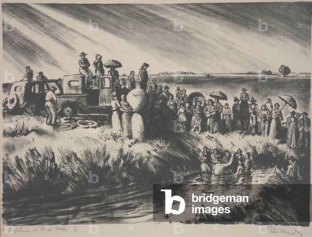 Taufe in Three Wells (Litho)