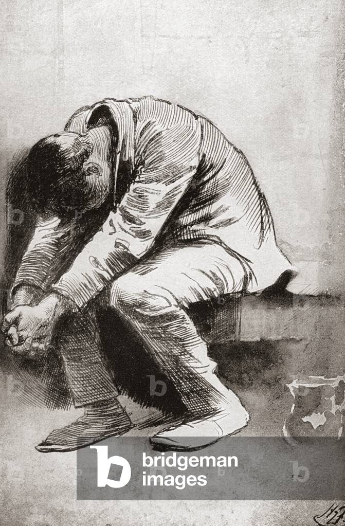 The Solitary Prisoner.  Illustration by Harry Furniss for the Charles Dickens travelogue American Notes for Ge