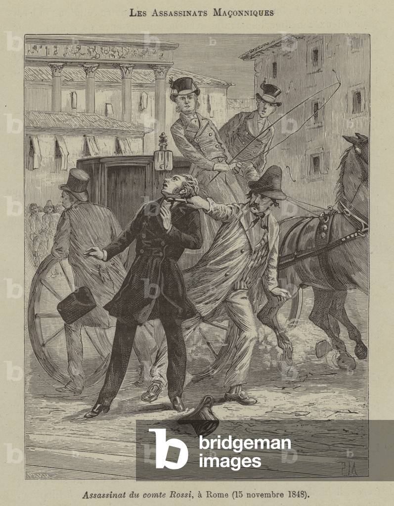 "Assassini massonici (incisione)" 1801 di French School, b/w
