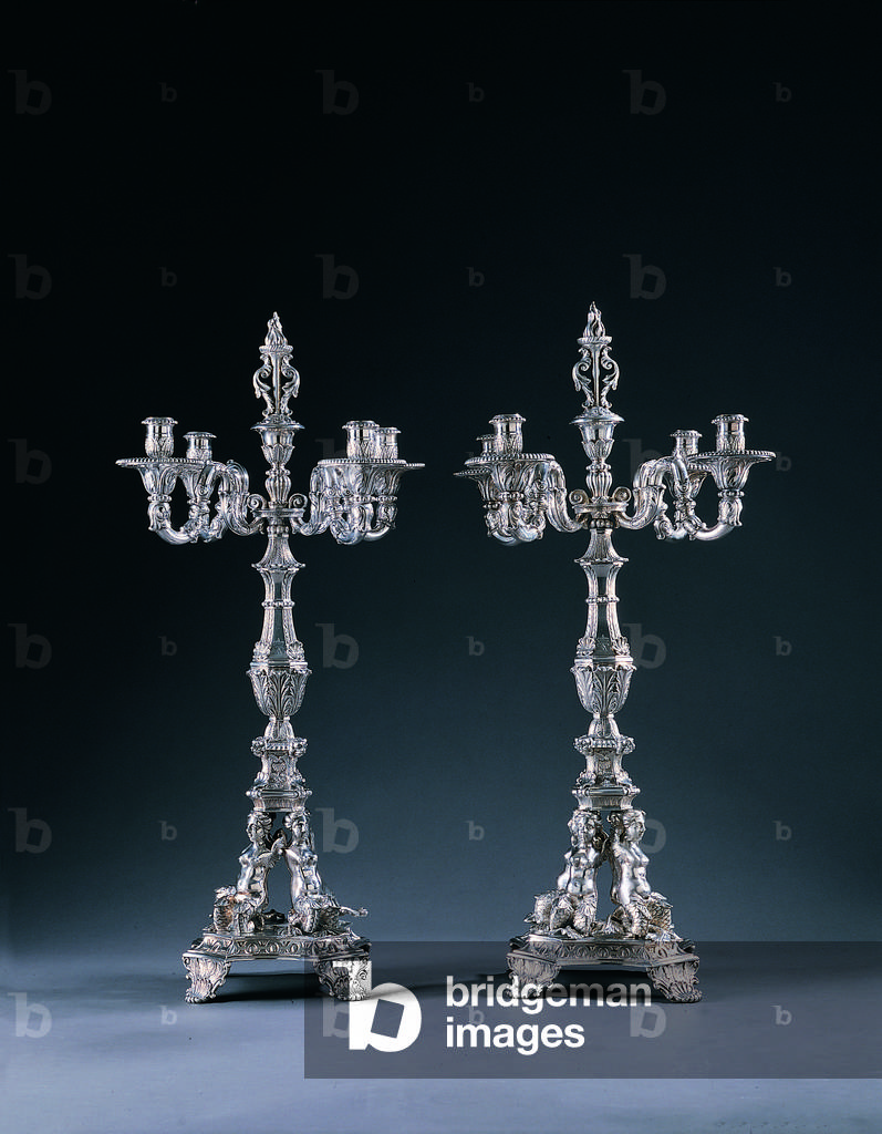 "Coppia di importantissimi candelabri tedeschi a quattro luci", 1736-37 di William Kent